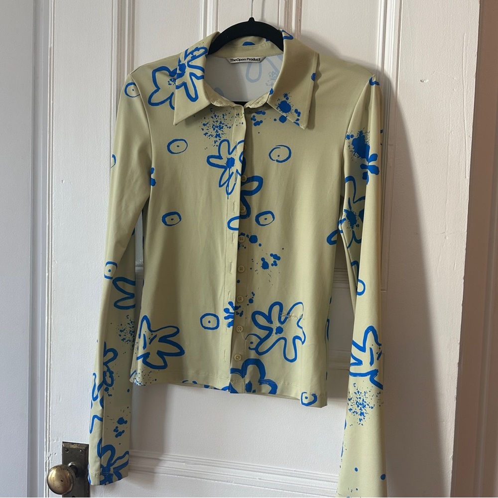 Open Product Green flower blouse